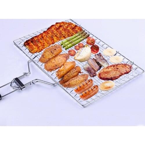 Non-stick BBQ Fish Clip Portable BBQ Grilling Basket Heat-resistant Barbecue Fish Clip Net Outdoor Camping Tools Non Stick Bbq