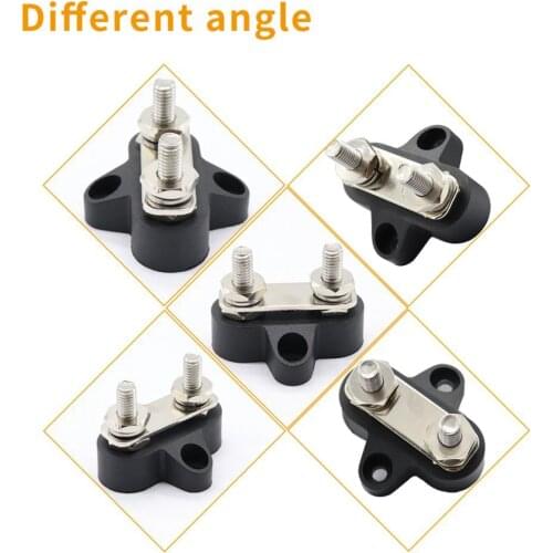 1/4'' Dual Studs Power Distribution Block - 48V DC Heavy Duty Positive Power Distribution - Black