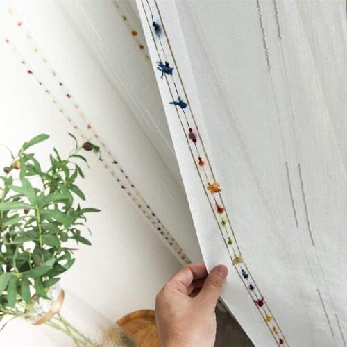 DK Colored Lines Sheer Curtains For Living Room Bedroom Tulle Curtains For Kitchen Custom Made Curtains Decoration