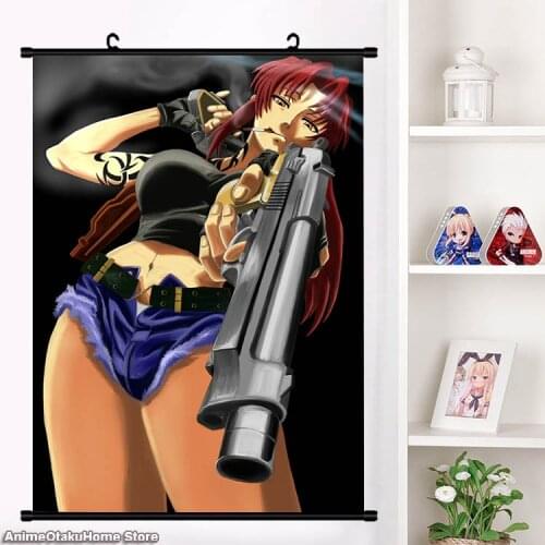 Japanese Anime BLACK LAGOON Revy Rock Dutch Benny Balalaika Cosplay Wall Scroll Mural Poster Wall Hanging Poster Home Decor Art