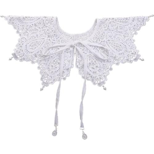 Ethnic Hanfu Decorative Lace Shawl Fake Collar Pearl Tassel Necklace Mini Poncho