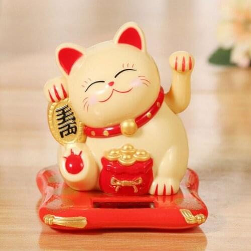 Chinee ucky Cat Figurine Solar Powered Gold Waving Cat Hand Paw Up Wealth Welcoming Good uck Waving Cat Craft Birthday Carft