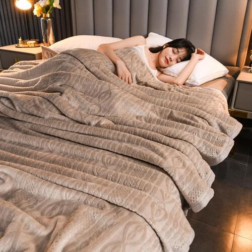 Bonenjoy Queen Size Flannel Blanket For Kids Solid Color Thick Plaid For Beds Winter King Size Blankets Adult cobertores de cama