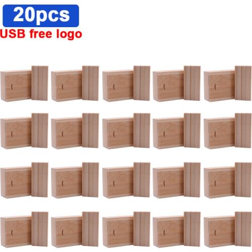 20pcs/lot free logo Hot Selling Wooden U Disk USB 2.0 Flash Drive Teacher Gift 32GB 64 4 16 8 256 gb Mini Memory Stick Pen drive