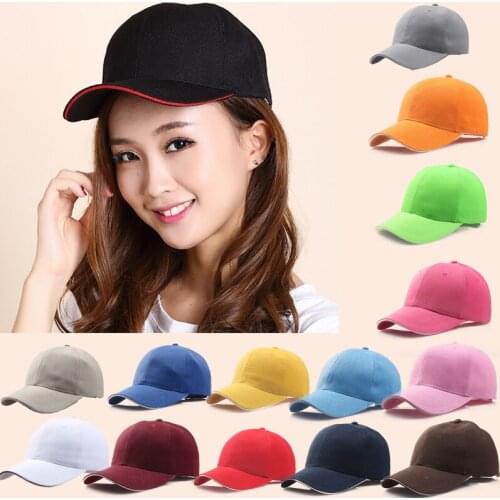Adjustbale Baseball Cap for Women Men Seasons Outing Solid Color Sun Hat Cotton Hip-Hop Cap Adult Unisex Snapback Peacked Cap