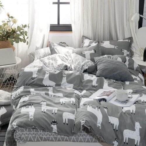 Llama Alpaca Flamingo 4pcs Girl Boy Kid Bed Cover Set Duvet Cover Adult Child Bed Sheets Pillowcases Comforter Bedding Set 61024