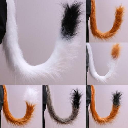 Cat Tail Cosplay Animal Wolf Tail Long Plush Tiger Panther Maid Nekopara Lolita Upturned Simulation Beast Tail Prop Accessories