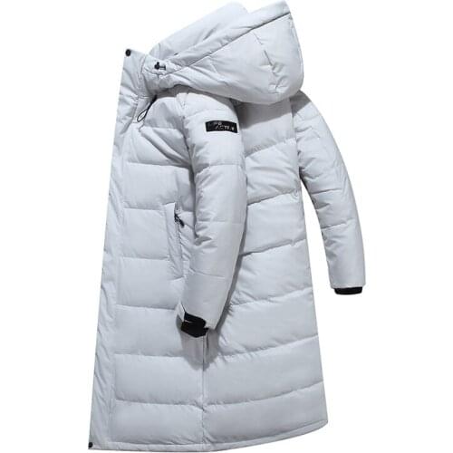 Winter White Duck Down Jacket Long Keep Warm Thicken Coat Men Fashion Hooded Fur Collar Windbreaker Down Parka