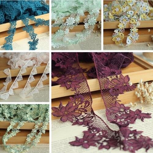 MLAEY 2y/lot Venise Lace Trim, Lace Fabric ,Rose Appliques Lace Ribbon , Alter Couture Supplies Vintage Style