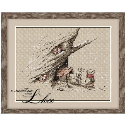 Cross stitch Handmade 14CT Counted Canvas DIY,Cross-stitch kits,Embroidery LThe first snow mouse 35-29