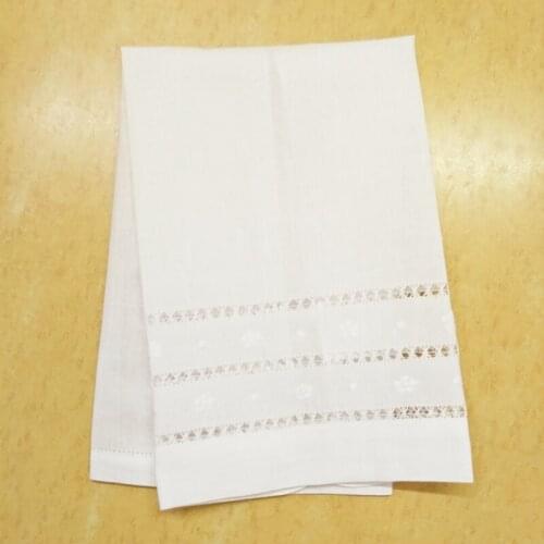 Set of 12 Fashion White Hemstitch Bath/Hand Towel Embroidered Floral14x22/28x44-Inches