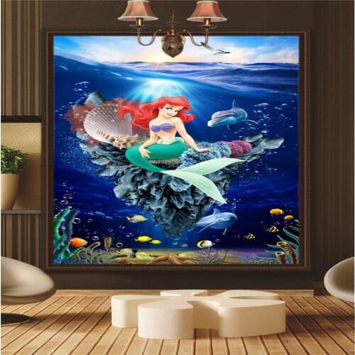 Custom Mural 3D Wallpaper Exquisite Sea Bottom Sexy Mermaid Decoration Porch HD Moisture-Proof Wallpaper