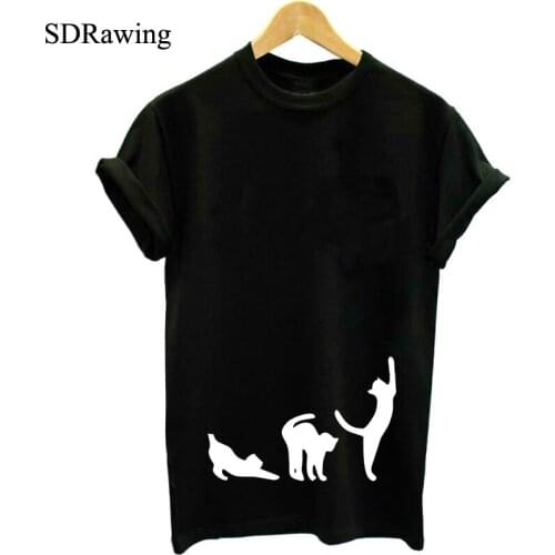 New cat print Women tshirt Cotton Casual Funny t shirt For Lady Girl Top Tee Hipster Tumblr Harajuku Drop Ship