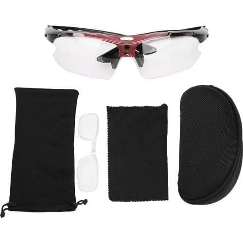 New Color‑Changing Cycling Goggles Outdoor Fishing Glasses Mountain Bike Windproof Sunglasses Blue/Red In Middle