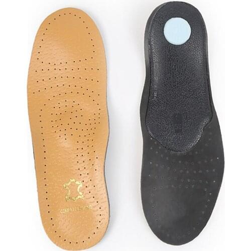 EU35-46 High Quality Leather Orthosis Insoles For Flat Feet Arch Support Orthopedic Silicone Sneakers Leather Insoles Men Women