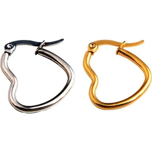 Fashion Women Punk Hollow Geometric Earrings Titanium steel Hollow Round Circle Triangle Heart Cloud Wire Hoop Earrings Jewelry