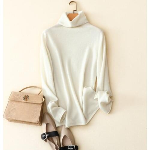 France style winter 100% cashmere turtleneck sweaters women casual fashion warm knitwear ladies cosy solid color pullovers