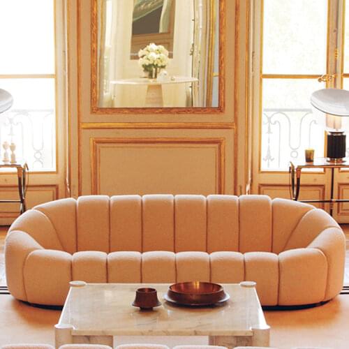 U-BEST Customized interior living room home hotel business metal rice white leisure fabric sofa combination