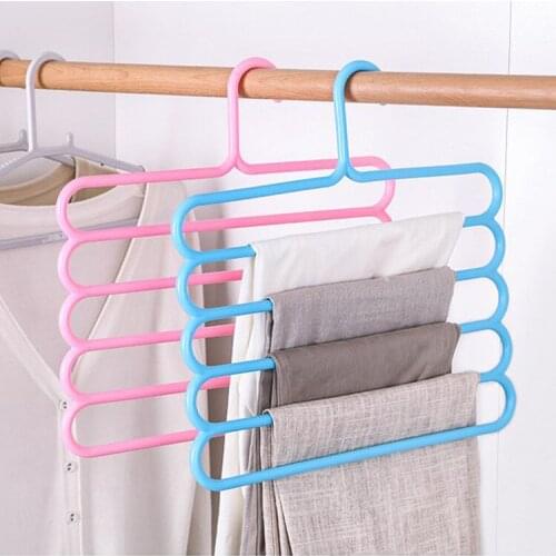 Tie Coat Closet Hanger Multilayer Storage Hanger Plastic Wardrobe Organizer 5 layers Non-slip Multifunction Clothes Hangers