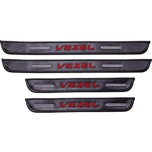 VEZEL Embroidery Emblem Car Door Sill Protector Stickers Carbon Fiber Decorative For HONDA 2013-2021 SUV VEZEL Auto Accessories