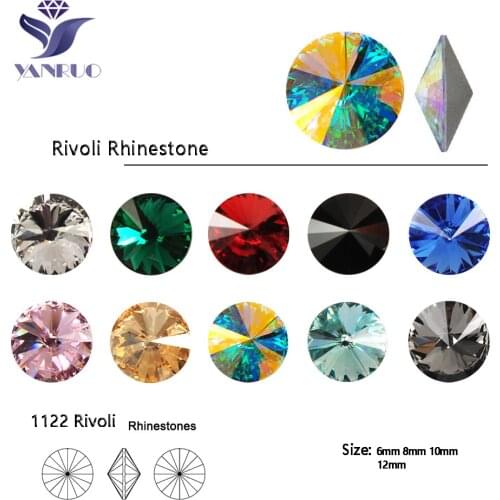 YANRUO 2021 New All Sizes Rivoli Fancy Stones Crystal Glass Rhinestones Loose Beads For Nails Art Garment Jewelry Decoration