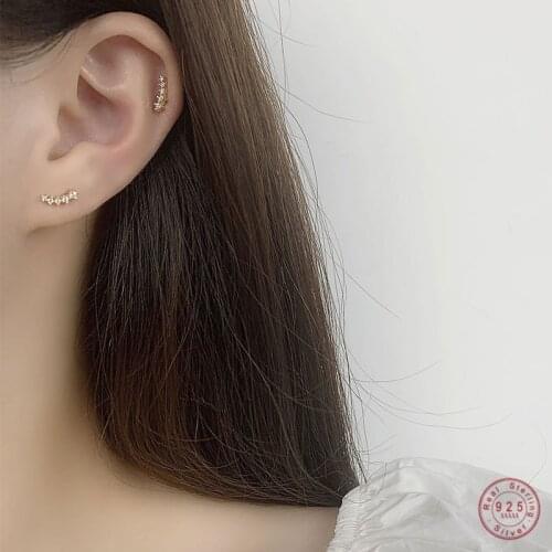 925 Sterling Silver Korean Version sSimple Flower Link Stud Earrings Women Light Luxury Temperament Student Girlfriends Jewelry