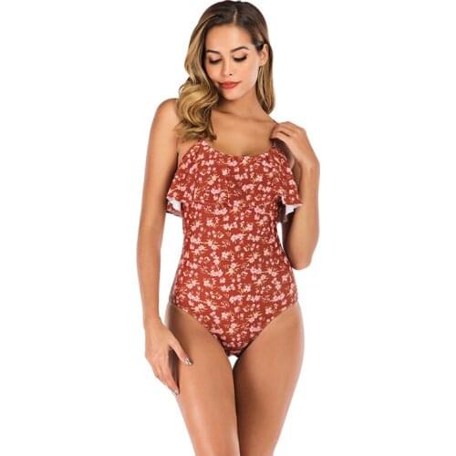 2021 Women One Piece Swimsuit Strappy Bandege Swimwear Backless Sexy Ruffled Bikini Bathing Suit Beachwear Sexy Bikinis