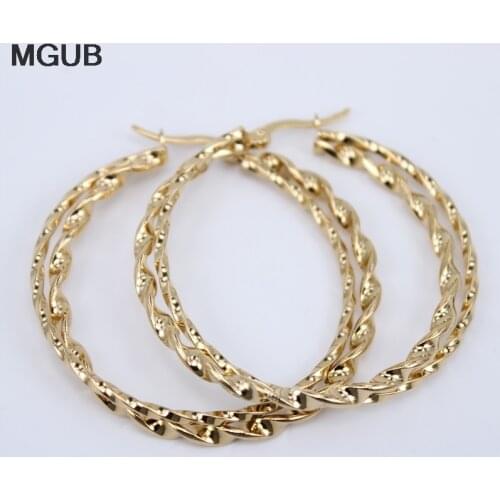 Gold color Hoop Earrings Big Circle Earring Fashion Jewelry for Women Girls Ear Clip korean Earrings 2019 LH704