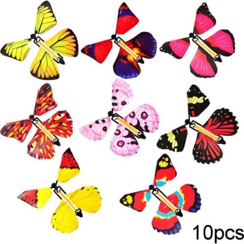 10 PCS Flying in the Book Fairy Rubber Band Powered Wind Up Butterfly Toy Great Surprise Gift
