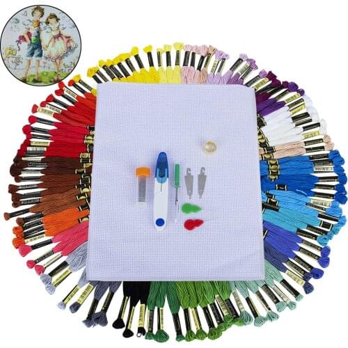 105 Skeins Cotton Embroidery Floss Multi-Color Rainbow Color Cross Stitch Thread with Embroidery Needle Threading Tools