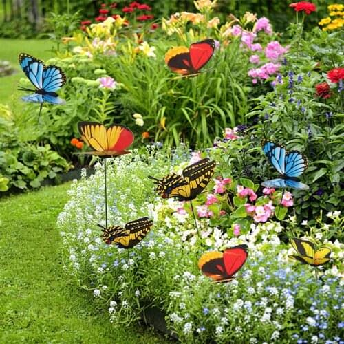 25Pcs Bunch of Butterflies Garden Yard Planter Colorful Garden Butterflies Stakes Patio Butterfly Ornaments On Sticks Decor