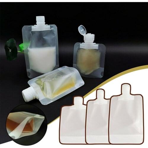 30/50/100ml Clamshell Packaging Bag Plastic Hand Sanitizer Lotion Shampoo Makeup Fluid Bottles Travel Bag Stand Up Spout Pouch