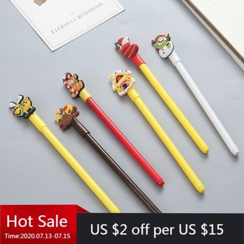 30 PCs Cartoon Christmas Black Neutral Pen Students Study Stationery Office Wholesale kawaii school supplies