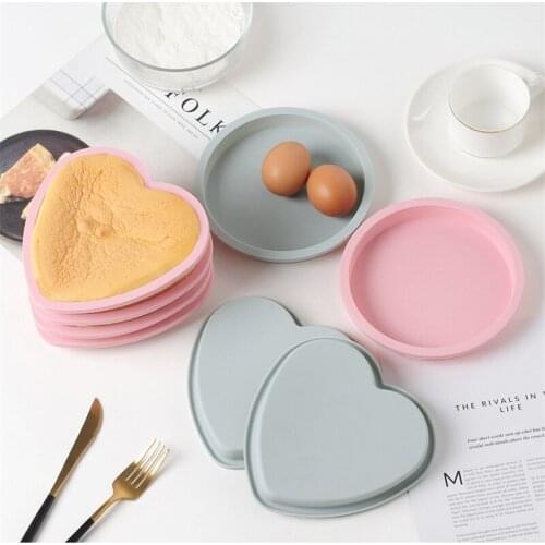 4pc Layer Bakeware Molds Silicone Cake Pan Cake Mold Round Heart Dessert Cutting-free Cakes Mould Muffin Baking Tools Cake Molds