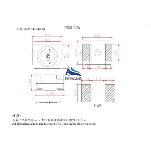 5 Values 500PCS/LOT Super Bright 3528 1210 SMD LED Red/Green/Blue/Yellow/White 100pcs Each LED Diode 3.5*2.8mm 3528 R/G/B/W/Y