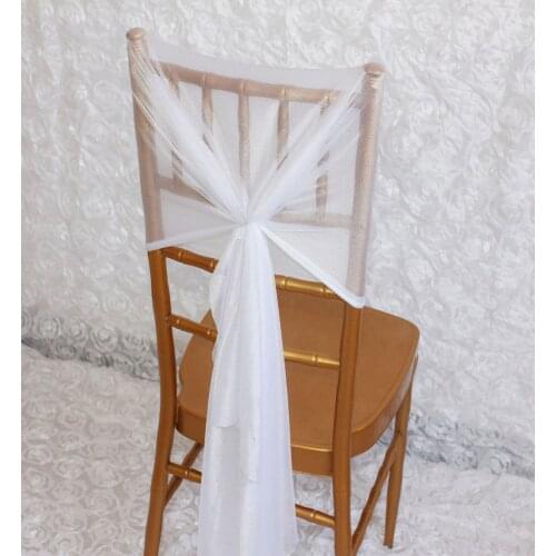 50pcs White Chair Back Ribbon Chair Back Decoration Sweet Chair Cover Chiffon Sashes Bow Wedding Party Tie