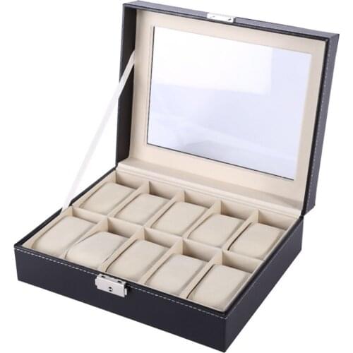 6/10/12 Slots Travel Watch Box Superior PU Leather Storage Case Display Organize