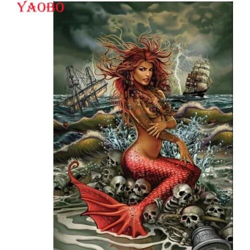 Yao bo Diamond Embroidery Sale Mermaid Skull Rhinestones Pictures Diamond Painting Full Square Drill Diamond Mosaic Home Decor