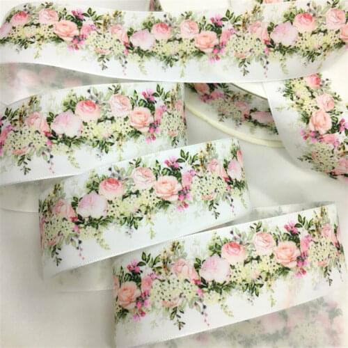 5Y 3.8cm Satin Floral Ribbon for Handmade Craft Gift Flowers Packing Easter Cakebox Handcraft Party Wedding Deco