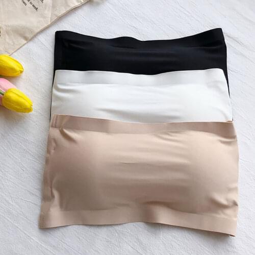 Seamless One-piece Tube Tops Women Removable Pads Intimates Basic Black/White/Skin Female Strapless Bra Bandeau Tube Top New