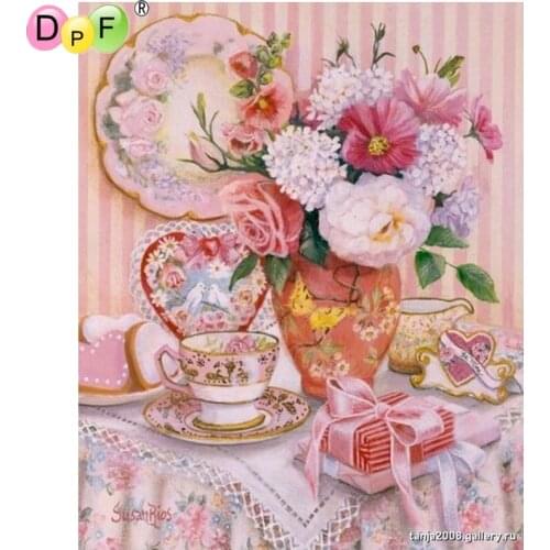 DPF DIY Pink adornment 5D diamond painting cross stitch crafts diamond mosaic square home decor wall painting diamond embroidery