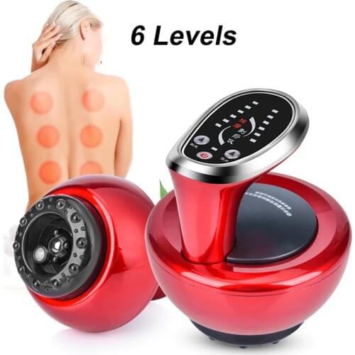 Electric Cupping Massage 6 Levels Guasha Suction Scraping Massager Meridian Dredge Device Fat Burning Body Slim Physiotherapy