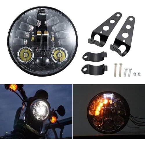 6.5inch Motorcycle Headlight High Low Beam Front Light Round Headlamp with Brackets 12V For CG125 GN125 Cafe Racer for Honda