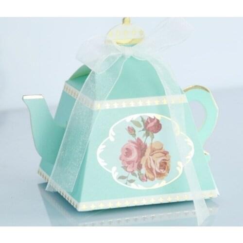 50pcs Bronzing European Candy Box Royal Teapot Wedding Retro Candy Box Personality Afternoon Tea Cake Box