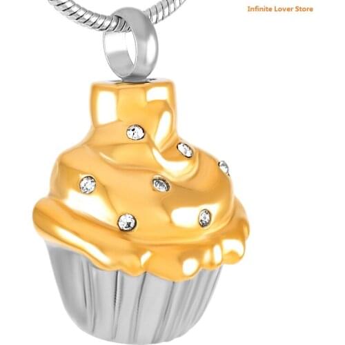 IJD8670-9 Stainless Steel Cupcake Cremation Ashes Urn Pendant Keepsake Memorial Secret Stash Necklace-Cheap Price Ashes Jewelry