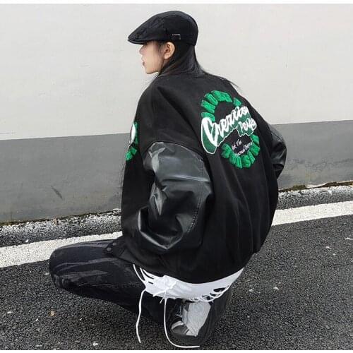 Womens spring jacke New windbreaker Hip Hop Chamois Suede Thick Jackets Streetwear Baseball Coats Winter Harajuku Patchwork Top