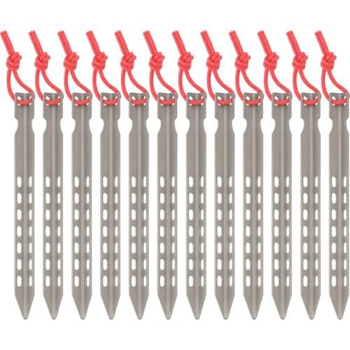 Lixada 6/8/12 Pack 6.5 Inch Ultralight V-Shaped Titanium Alloy Tent Stakes Windproof Outdoor Camping Hiking Tent Pegs Nails