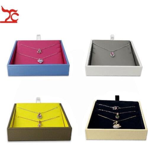 1PC Portable PU Necklace Jewelry Display Tray Fashion Color Pendant Earring Chain Jewelry Display Accessorie Box Flat Tray