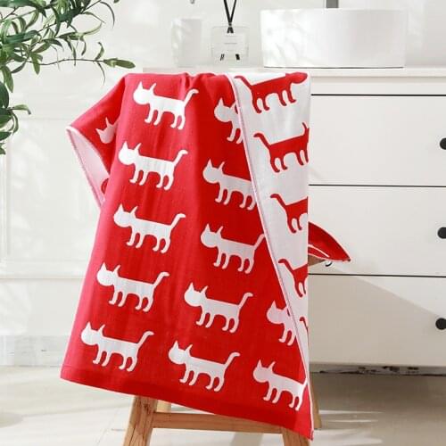 Cotton Gauze Three Layer Cartoon Elephant Cat Whale Printed Bath Towel Home Textile Bathroom Terry Towel Beach Towel 70*140cm
