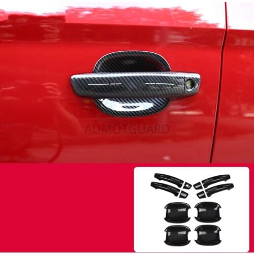 Carbon Fiber Door Bowl Handle Cover Trim Paste Outside Decoration Sticker For Audi A3 2014 2015 2016 2017 2018 2019 Car Styling